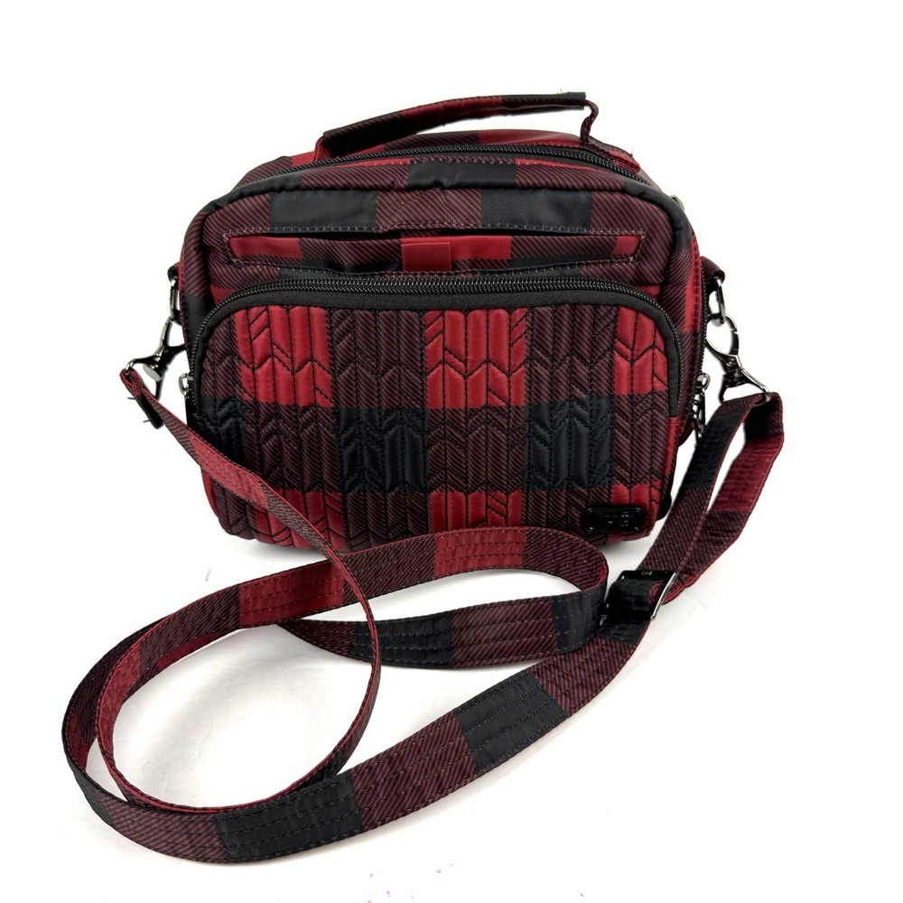 Lug Camper Mini Camper Crossbody Bag Buffalo Check Nylon Handbag‎ Used Once